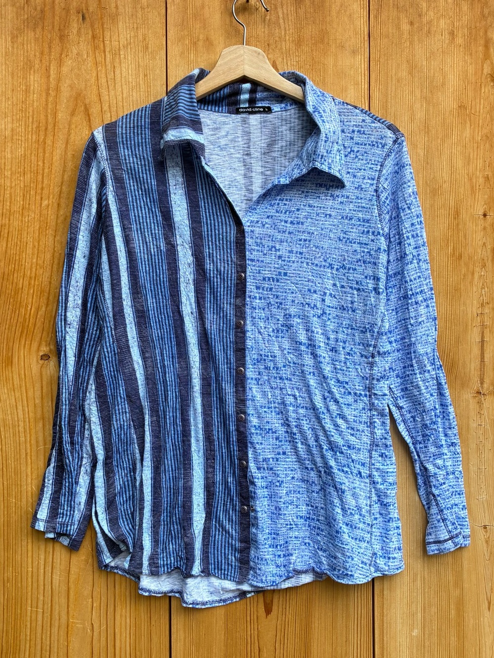David Cline Denim Snap Front Top Sz Large